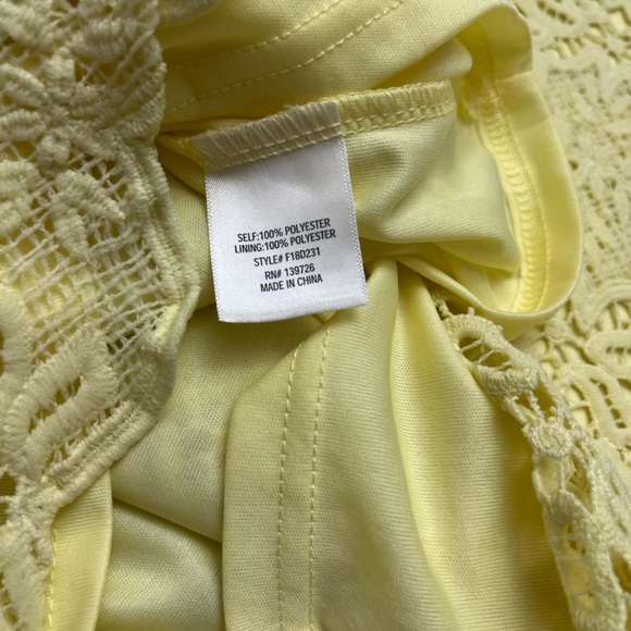 2/$12 Francesca’s XXS Yellow Lace Dress Spring Lined Modest Church Wedding - Picture 7 of 9